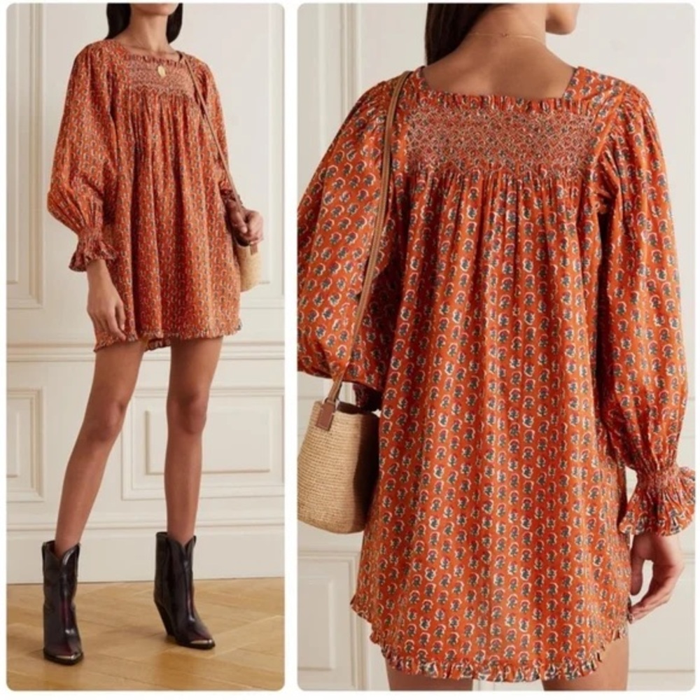 Doen xxs floral Smocked Mini Dress